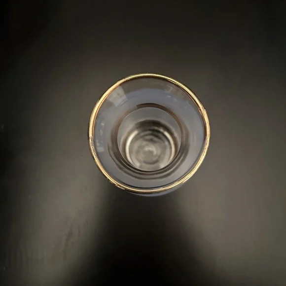 MCM 1953 Bartlett Collins 2 Frosted Blue Glass Vases Gold Bands Hand Crafted USA - Picture 5 of 10